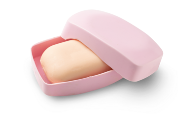 Soap in a soap dish isolated on a transparent background