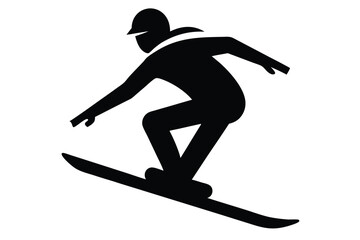 silhouette vector
illustration of A Snowboarder icon on white background