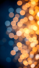 Fototapeta premium Decoration twinkle lights background, abstract sparkle backdrop with circles,modern design wallpaper with sparkling glimmers. Blue, orange and golden backdrop glittering sparks with blur effect, iso