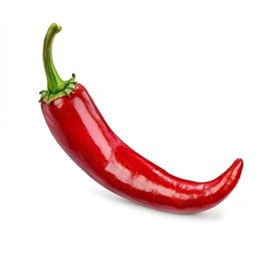 Fresh vibrant red chili pepper isolated on white background