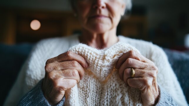Gentle hands crafting a warm scarf during cozy knitting sessions in a softly lit home environment