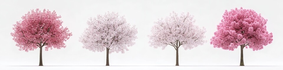 A beautiful row of trees in bloom with pink and white flowers