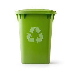 Bright Green Recycling Bin with Icon for Environmental Awareness