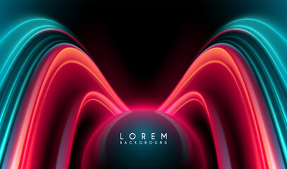 Abstract neon shapes with sphere