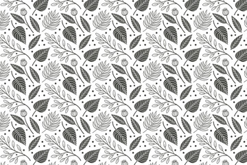Seamless Floral and Leaf Pattern Vector Background