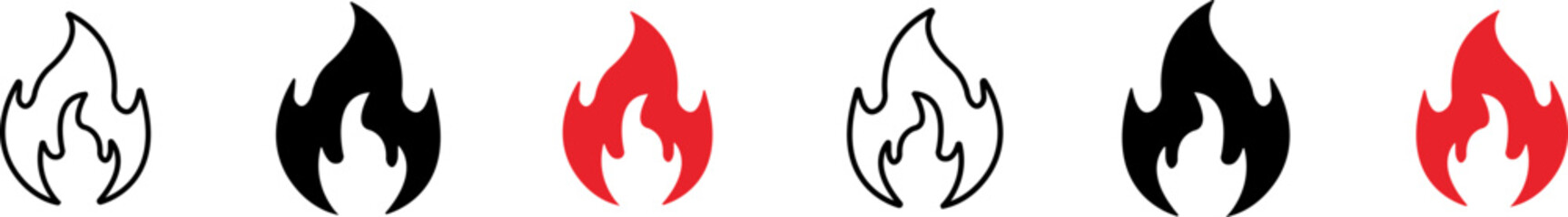 Fire sign set. collection of Fire flame icon . Fire flame symbol. Bonfire silhouette logotype. Flames symbols flat style - stock vector. Simple icon, Web site page and mobi