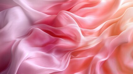 Fototapeta premium Soft pink and peach fabric waves creating elegant flowing texture