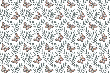 Seamless Floral and Leaf Pattern Vector Background