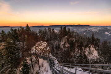 Pieniny , góry, zima, śnieg, Karpaty, mgły, Tatry, Dunajec