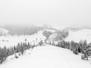 Pieniny , góry, zima, śnieg, Karpaty, mgły, Tatry, Dunajec