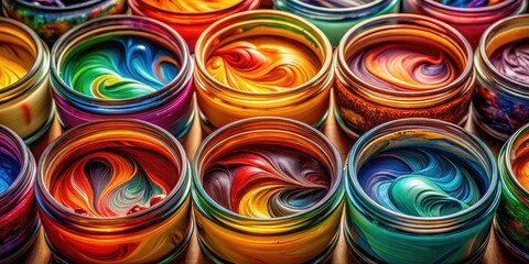 Vibrant acrylic paint swirls &acirc;&euro;&ldquo; artistic food photography capturing creative textures and bold colors.
