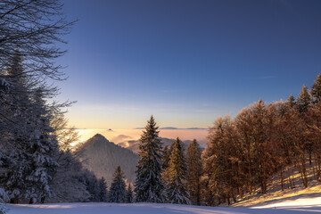 Pieniny , góry, zima, śnieg, Karpaty, mgły, Tatry, Dunajec