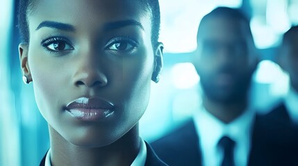 A diverse group of professionals in a modern office setting working together to solve a critical leadership challenge through collaborative problem solving and strategy discussions