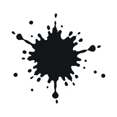 Abstract Black Ink Splashes and Blots - Grunge Paint Splatters and Stains on White Background