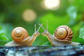 two cute snails, AI gen,erated