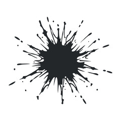 Black ink splat. Abstract Ink Drops and Paint Splatters - Messy Inkblot and Drip Vector Art, Monochrome Style