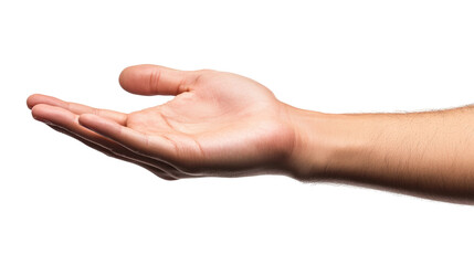 Outstretched hand gesture neutral background isolated on transparent background