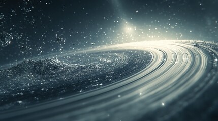 Fototapeta premium Saturn s rings, their icy particles reflecting sunlight, highlighting the unique and stunning features of our solar system's outer planets