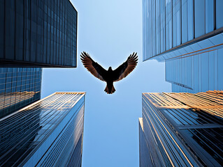  Free bird flying over buildings