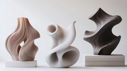 Obraz premium organic, abstract shapes resembling waves and spirals, subtly curving and twisting, creating an atmosphere of calmness and fluidity in design