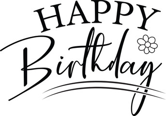 Happy Birthday Lettering Design A clean and elegant design featuring the words 