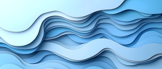 A stunning abstract wave pattern featuring layered shades of blue, creating a sense of depth and movement, evoking tranquility and calmness.