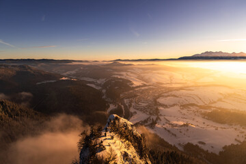 Pieniny , góry, zima, śnieg, Karpaty, mgły, Tatry, Dunajec