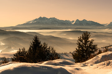 Pieniny , góry, zima, śnieg, Karpaty, mgły, Tatry