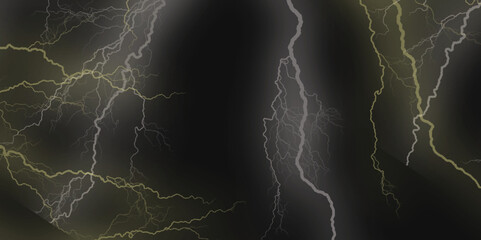 Thunder Stock Image In Black Background. Massive lightning bolt with branches isolated on black background.