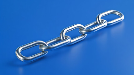 Obraz premium Isolated Abstract Vector chain. Wireframe chain element on blue background. Link protection, blockchain technology, cooperation symbol. Communication, security, internet safety, connect concept.