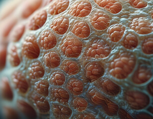 a close up of a cell with a lot of blood cells
