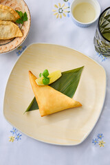 Asian-Style Meat Pastry Minimalist Culinary Photography with Elegant Composition