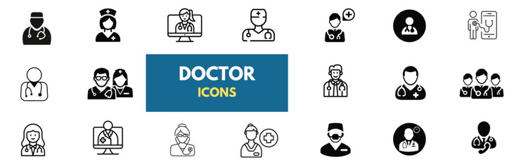 Doctor Icon with Stethoscope. Nurse logo, medical and health care hospital patient examination vector illustration