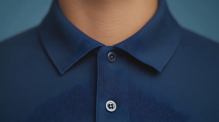 Close Up Of A Dark Blue Polo Shirt Collar