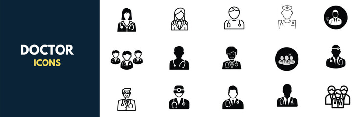 Doctor Icon with Stethoscope. Nurse logo, medical and health care hospital patient examination vector illustration