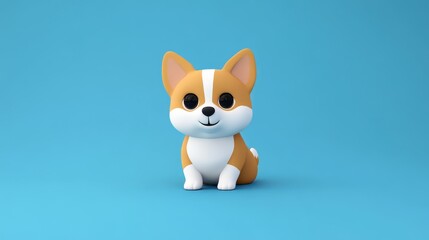 Obraz premium Cute cartoon dog with larger body proportions and big eyes designed for playful game environment