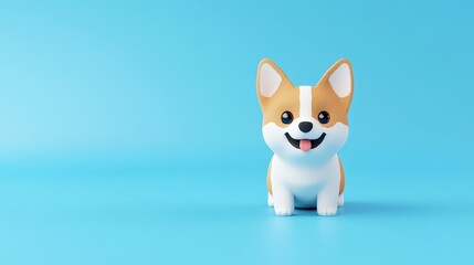 Obraz premium Cute block-style dog with a larger body than head against a bright blue background