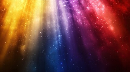 Fototapeta premium A vibrant cosmic background with colorful light rays and sparkling stars.