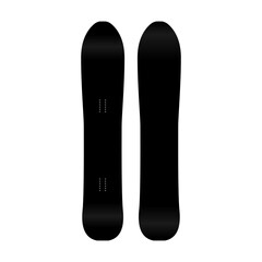 Isolated freeride snowboard board template vector blank design. Black snowboard deck illustration, realistic mockup for brand advertising and promotion. Extreme snowboarding sport concept