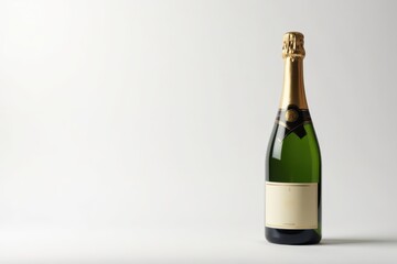 Single champagne bottle, pristine white background , christmas, luxury