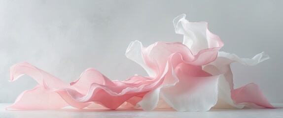 Obraz premium Pastel Pink White Watercolor Brushstrokes - Abstract Art.