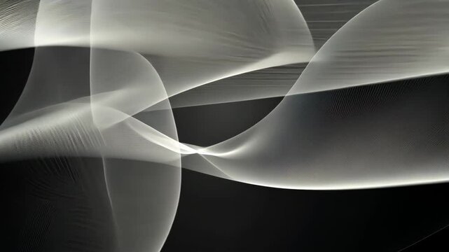 Black and white image of smoke with a white line in the middle. The smoke is flowing in a wave-like pattern
