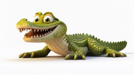 Fototapeta premium Cartoon Alligator Character with Bright Smile and Expressive Eyes
