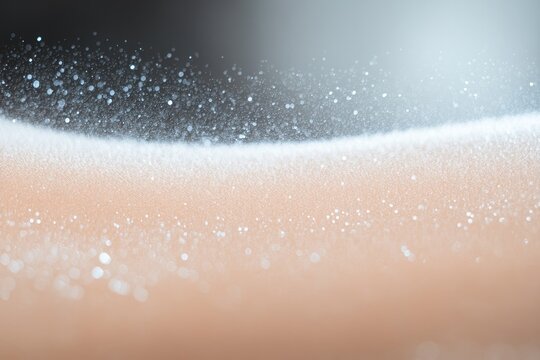 close-up of translucent setting spray misting over flawless makeup look