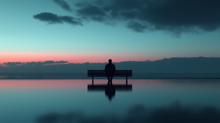 Contemplation on a beach bench