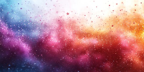 Naklejka premium Cosmic Sparkle: A vibrant nebula of swirling colors and glittering stars