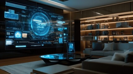 Obraz premium A digital assistant appearing as a hologram, offering personalized advice based on real-time data