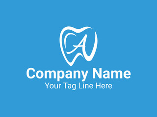 A Letter Dental Logo Design, Minimalist and Clean Dental Logo Design Vector.