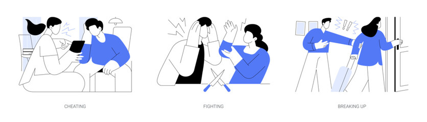 Relationship problems isolated cartoon vector illustrations se