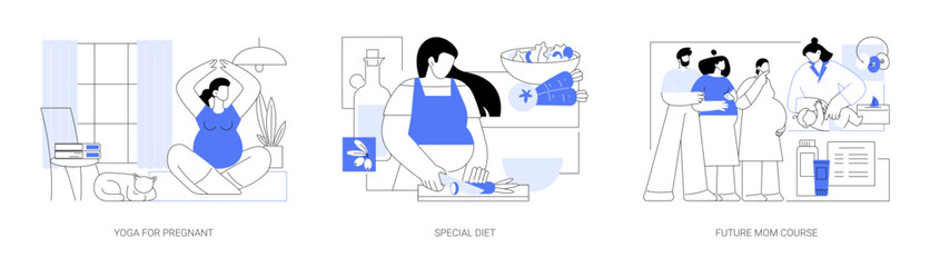Modern pregnancy isolated cartoon vector illustrations se